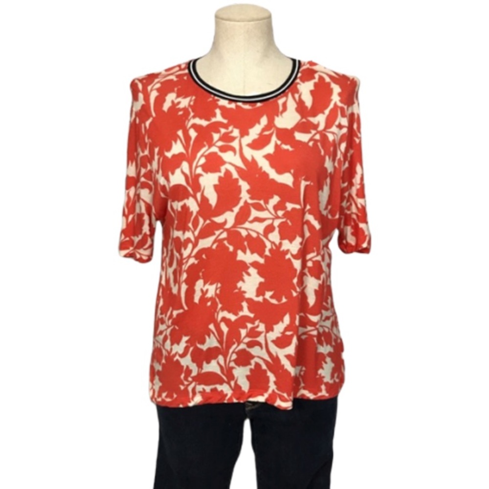 Animale | Crewneck Leaf Print Short Sleeve Top